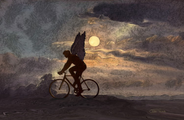 Pittura intitolato "Der Radfahrer---LE…" da Carola Eleonore Thiele, Opera d'arte originale, Pittura digitale Montato su Plex…