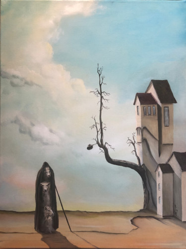 Pintura titulada "Schafe im Dali Land" por Carola Eleonore Thiele, Obra de arte original, Oleo