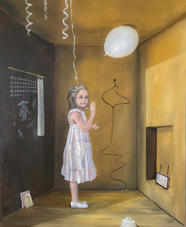 Картина под названием "Der Kindergeburtsta…" - Carola Eleonore Thiele, Подлинное произведение искусства, Масло