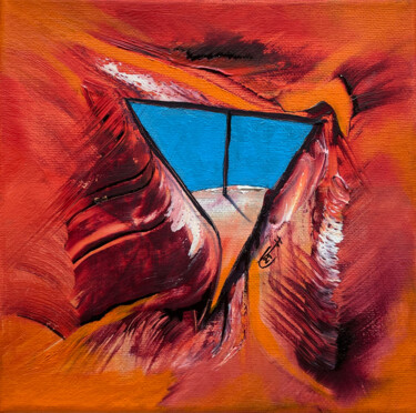 Peinture intitulée "Red Windows---1" par Carola Eleonore Thiele, Œuvre d'art originale, Huile Monté sur Panneau de bois