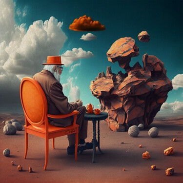 Arte digital titulada "Old Man with orange…" por Carola Eleonore Thiele, Obra de arte original, Trabajo Digital 2D Montado e…