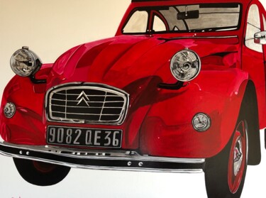Painting titled "2CV" by Carole Anne, Original Artwork, Acrylic Mounted on Wood Stretcher frame