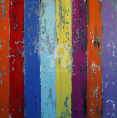 Peinture intitulée "Bandes Colorées n°2" par Carole Bécam, Œuvre d'art originale, Huile