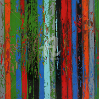 Pintura titulada "Bandes Colorées n°4" por Carole Bécam, Obra de arte original, Oleo