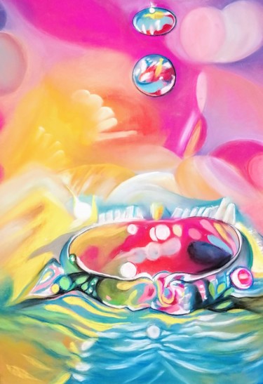 Peinture intitulée "gouttes d'eau" par Carole Bouteiller, Œuvre d'art originale, Pastel
