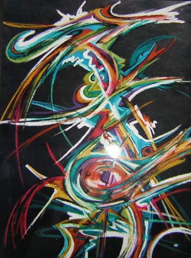 Картина под названием "calligraphie" - Carole Bouteiller, Подлинное произведение искусства, Пастель Установлен на Деревянная…