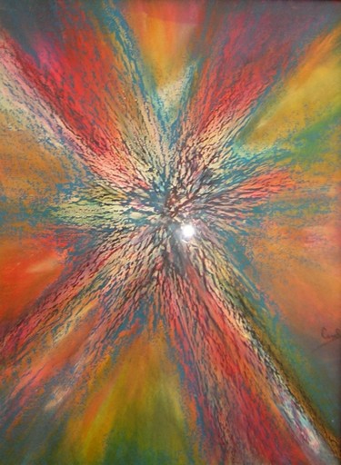 Malerei mit dem Titel "big bang" von Carole Bouteiller, Original-Kunstwerk, Pastell