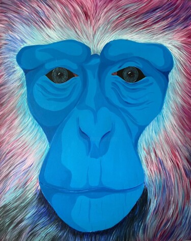 Peinture intitulée "Chimpanzé" par Carole Brunet, Œuvre d'art originale, Acrylique Monté sur Châssis en bois