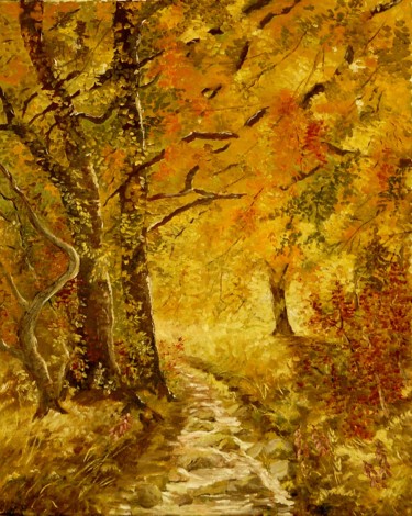 Peinture intitulée "sous-bois" par Carole Closkin, Œuvre d'art originale, Huile