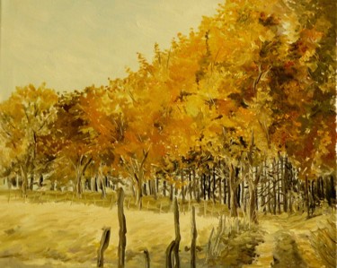 Peinture intitulée "automne doré" par Carole Closkin, Œuvre d'art originale, Huile