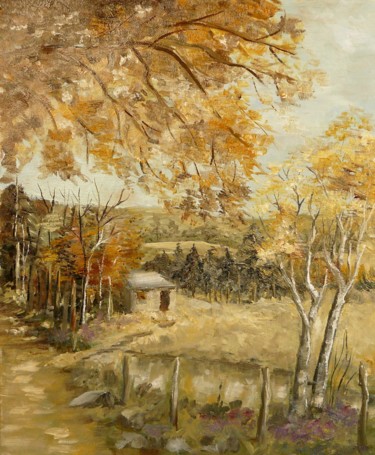 Painting titled "automne" by Carole Closkin, Original Artwork, Oil