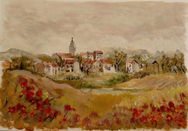 Painting titled "coquelicots." by Carole Closkin, Original Artwork, Acrylic