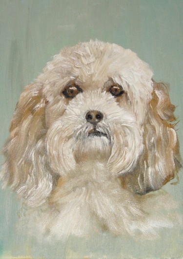 Peinture intitulée "tête de chien" par Carole Closkin, Œuvre d'art originale, Huile