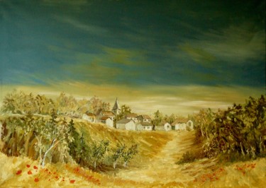 Peinture intitulée "village de la carri…" par Carole Closkin, Œuvre d'art originale, Huile