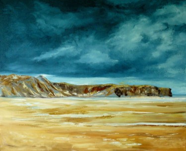 Pintura intitulada "ciel et sable" por Carole Closkin, Obras de arte originais, Óleo