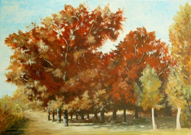 Painting titled "Parc des hêtres" by Carole Closkin, Original Artwork, Acrylic