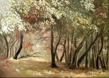 Painting titled "soleil d'automne" by Carole Closkin, Original Artwork, Oil