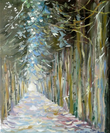 Painting titled "jeu d'arbres" by Carole Closkin, Original Artwork, Acrylic