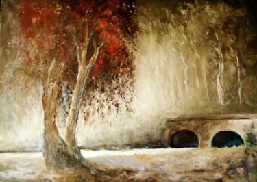 Peinture intitulée "Le pont de Maïté" par Carole Closkin, Œuvre d'art originale, Huile