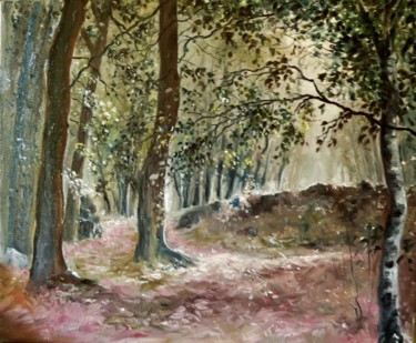 Peinture intitulée "givre en sousbois" par Carole Closkin, Œuvre d'art originale, Huile