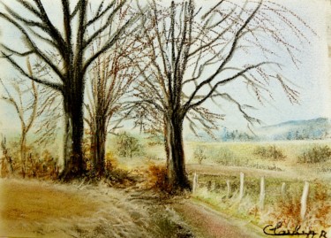 Painting titled "Fin de saison" by Carole Closkin, Original Artwork, Pastel