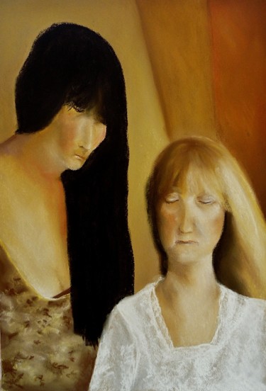 Peinture intitulée "les amies" par Carole Closkin, Œuvre d'art originale, Pastel