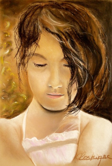 Peinture intitulée "la boudeuse" par Carole Closkin, Œuvre d'art originale, Pastel