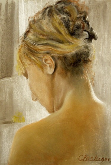 Painting titled "Portrait intime" by Carole Closkin, Original Artwork, Pastel