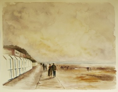 Painting titled "Promenade en bord d…" by Carole Closkin, Original Artwork, Watercolor