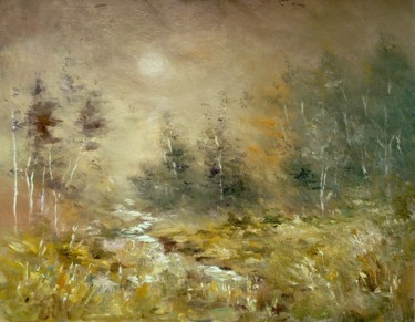 Painting titled "Brume" by Carole Closkin, Original Artwork, Oil