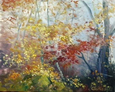 Painting titled "Vent d'automne" by Carole Closkin, Original Artwork, Oil