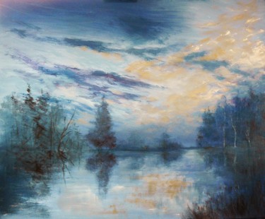 Peinture intitulée "Matin sur le lac" par Carole Closkin, Œuvre d'art originale, Huile