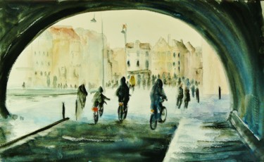 Painting titled "promenade a Gant" by Carole Closkin, Original Artwork, Watercolor