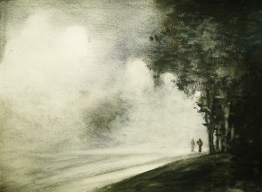 Schilderij getiteld "Nuit." door Carole Closkin, Origineel Kunstwerk, Aquarel