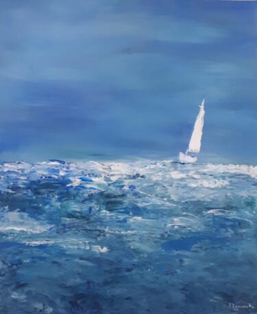 Peinture intitulée "le grand bleu" par Carole D'Eyssautier, Œuvre d'art originale, Acrylique Monté sur Châssis en bois