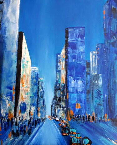 Painting titled "Blue city" by Carole D'Eyssautier, Original Artwork, Acrylic