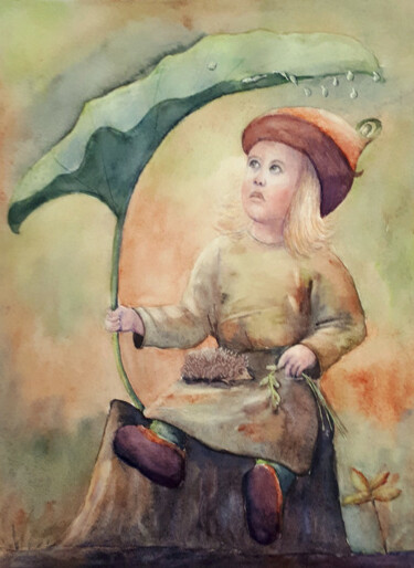 Painting titled "Autumn spirit" by Carole D'Eyssautier, Original Artwork, Watercolor