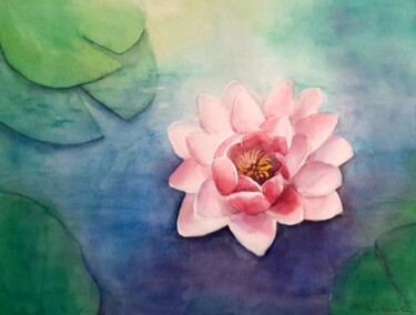 Painting titled "Nénuphar du Jardin…" by Carole D'Eyssautier, Original Artwork, Watercolor