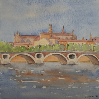 Peinture intitulée "Toulouse, le Pont N…" par Carole D'Eyssautier, Œuvre d'art originale, Aquarelle