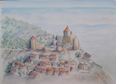Painting titled "Castelnau" by Carole D'Eyssautier, Original Artwork, Watercolor
