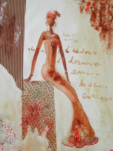 Painting titled "africaine" by Carole D'Eyssautier, Original Artwork, Other