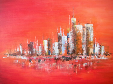 Painting titled "Manhattan 2" by Carole D'Eyssautier, Original Artwork, Acrylic Mounted on Wood Stretcher frame