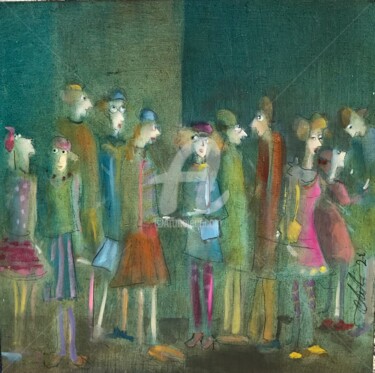 Pittura intitolato "l'attente" da Carole Gaia, Opera d'arte originale, Olio