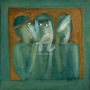 Painting titled "le-silence-est-d-or…" by Carole Gaia, Original Artwork, Oil