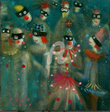 Peinture intitulée "bal-masque-2.jpg" par Carole Gaia, Œuvre d'art originale, Huile