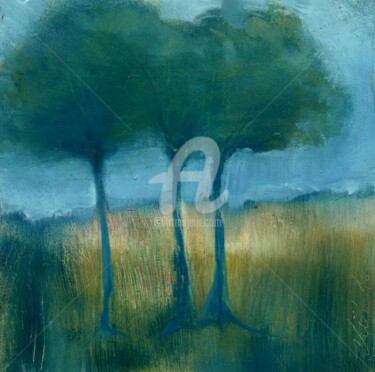 Peinture intitulée "les 3 arbres" par Carole Gaia, Œuvre d'art originale, Huile