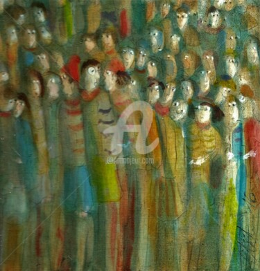 Peinture intitulée "foule.jpg" par Carole Gaia, Œuvre d'art originale, Huile