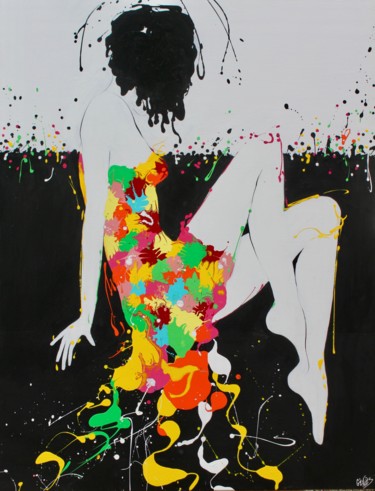 Malerei mit dem Titel "Fiesta" von Carole Genies, Original-Kunstwerk, Acryl