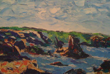 Schilderij getiteld "Belle Ile en mer, P…" door Carole Hurel, Origineel Kunstwerk, Olie