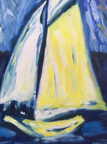 Painting titled "Voile jaune" by Carole Hurel, Original Artwork, Oil